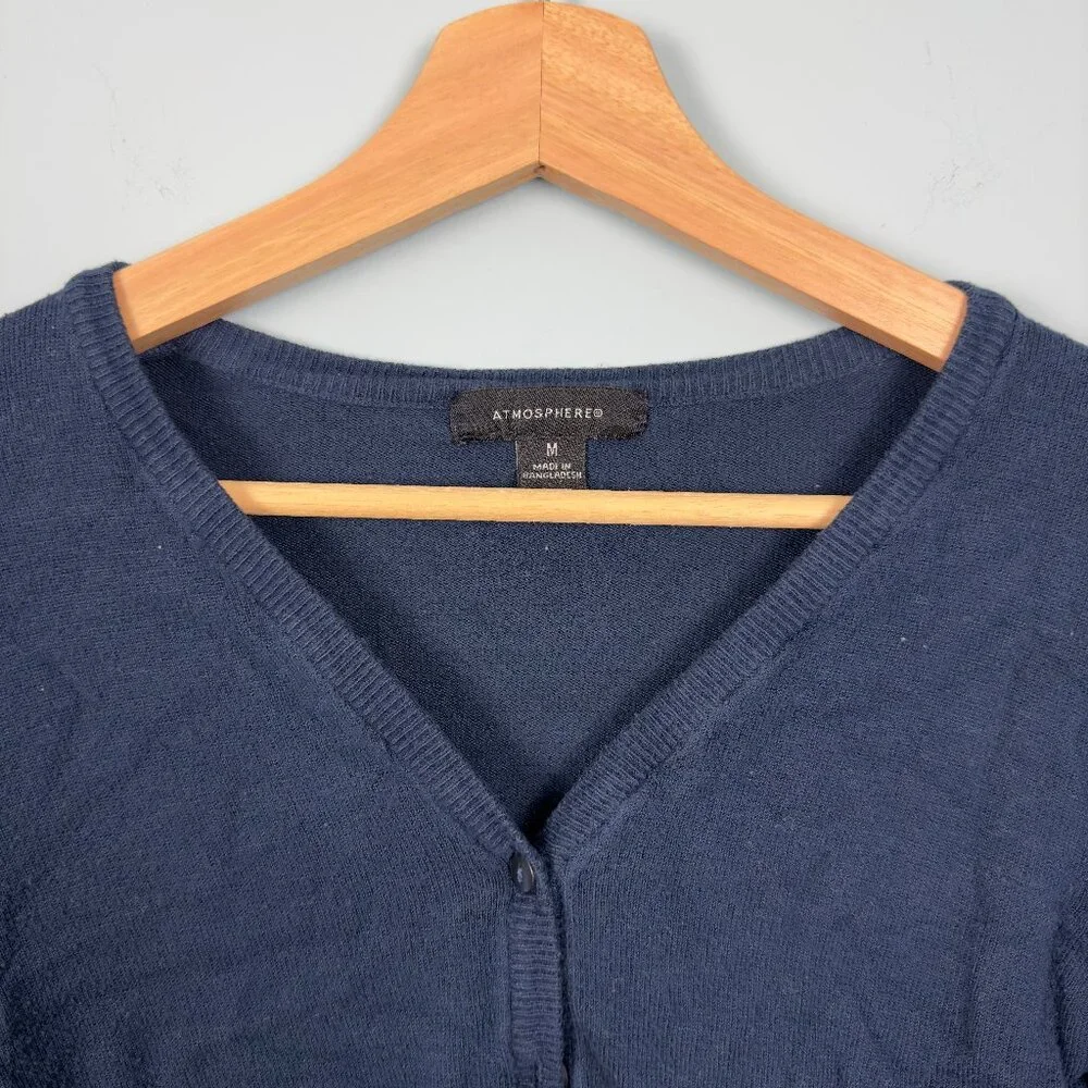 Atmosphere Women's Navy Classic Crewneck Cardigan, Size M - Picture 2 of 4